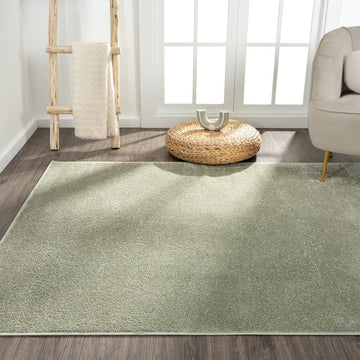 Haze Solid Low-pile Area Rug Green - JONATHAN Y